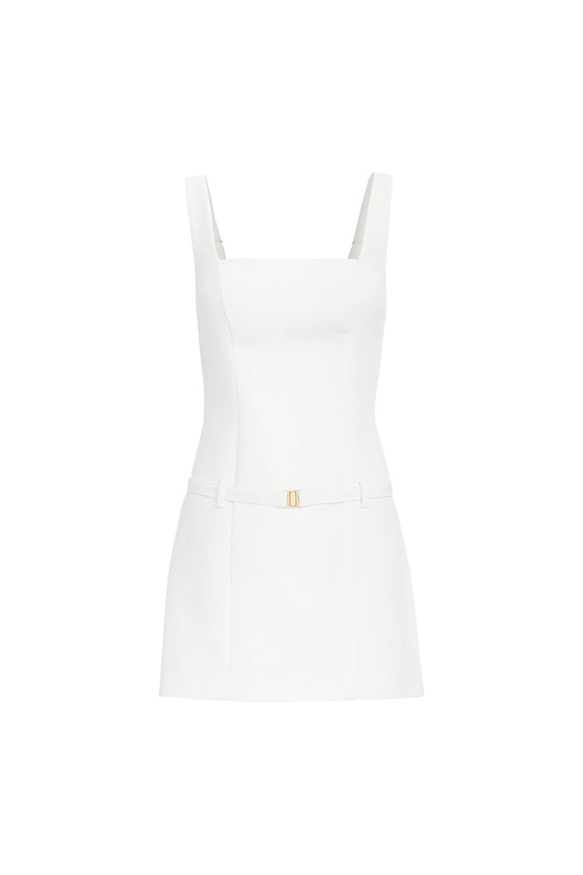 product Ariel Belted Mini Dress Kookai Straight Mini Fitted Squareneck white womens-dresses