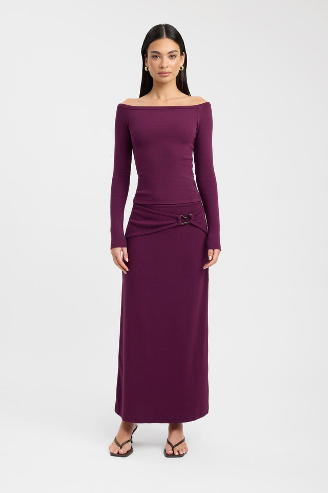 side Madison Off Shoulder Top Kookai Fitted Straight Long sleeve Womens-Blouse