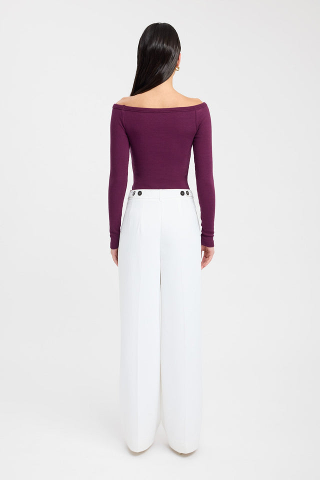 back Madison Off Shoulder Top Kookai Fitted Straight Long sleeve Womens-Blouse