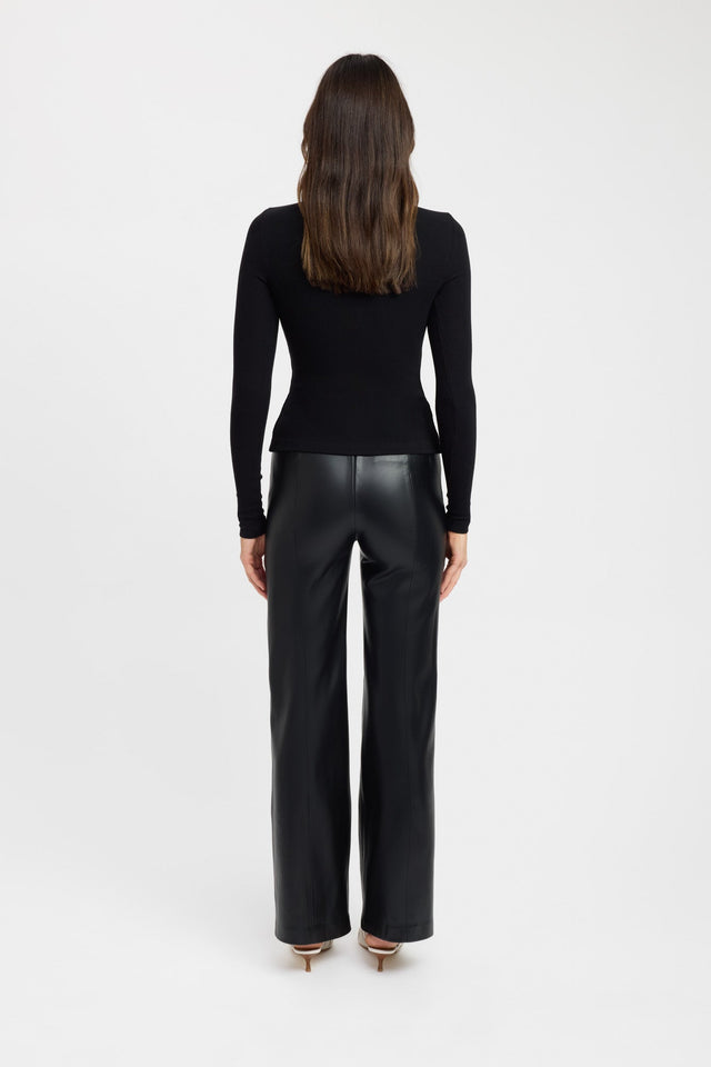 front Kinsley Top Kookai Fitted Roundneck Long sleeve Womens-Blouse