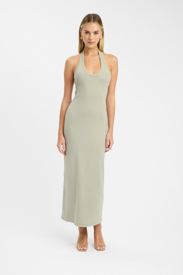 front Hadley Midi Dress Kookai Straight Maxi Fitted Scoopneck white womens-dresses