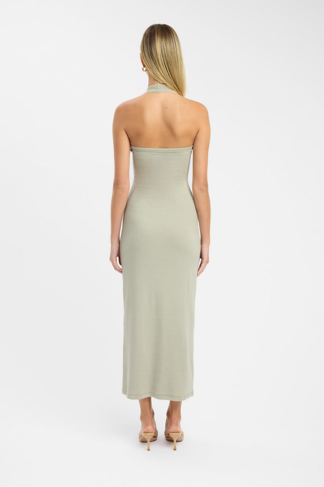 back Hadley Midi Dress Kookai Straight Maxi Fitted Scoopneck white womens-dresses
