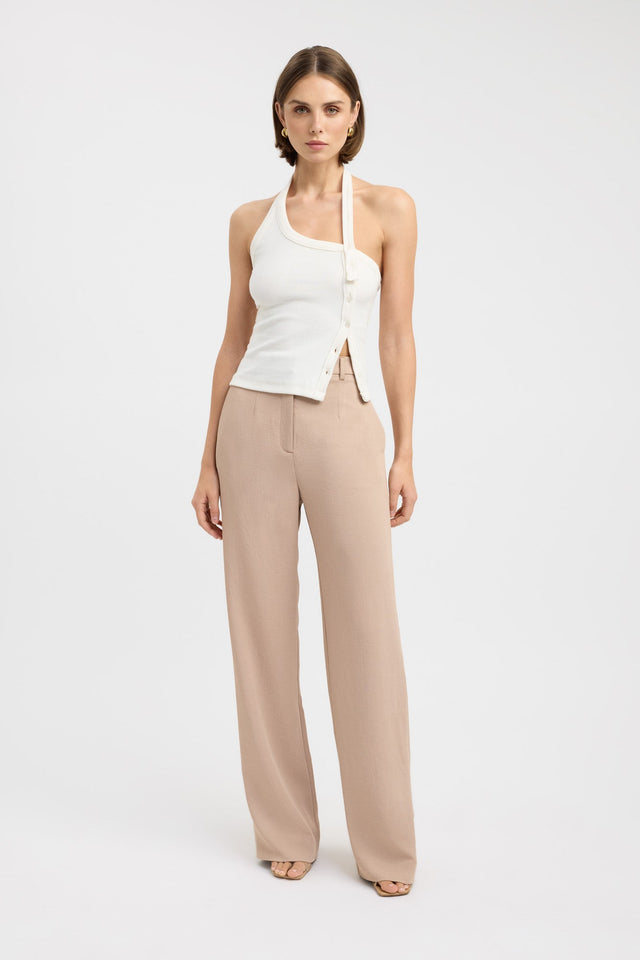 front Mika Tank Kookai Fitted Asymmetry Sleeveless Womens-Blouse