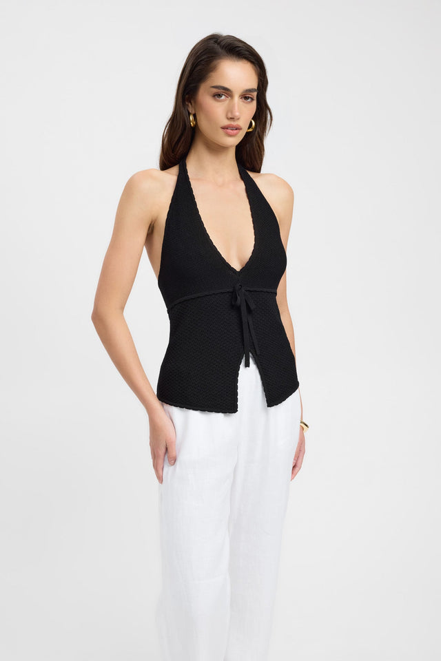 front Daisy Tank Top Kookai Fitted Plungeneck Sleeveless Womens-Blouse