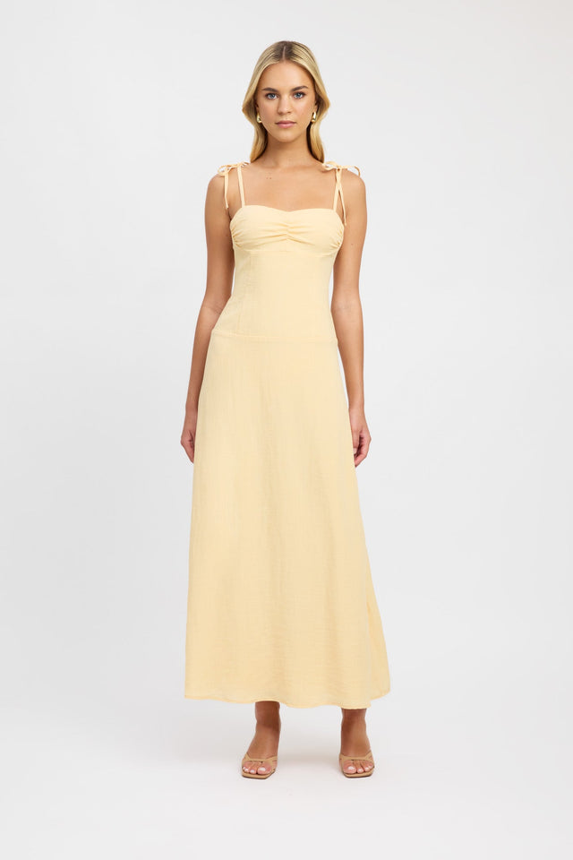 product Hayman Tie Strap Dress Kookai Straight Midi Relaxed Squareneck white womens-dresses