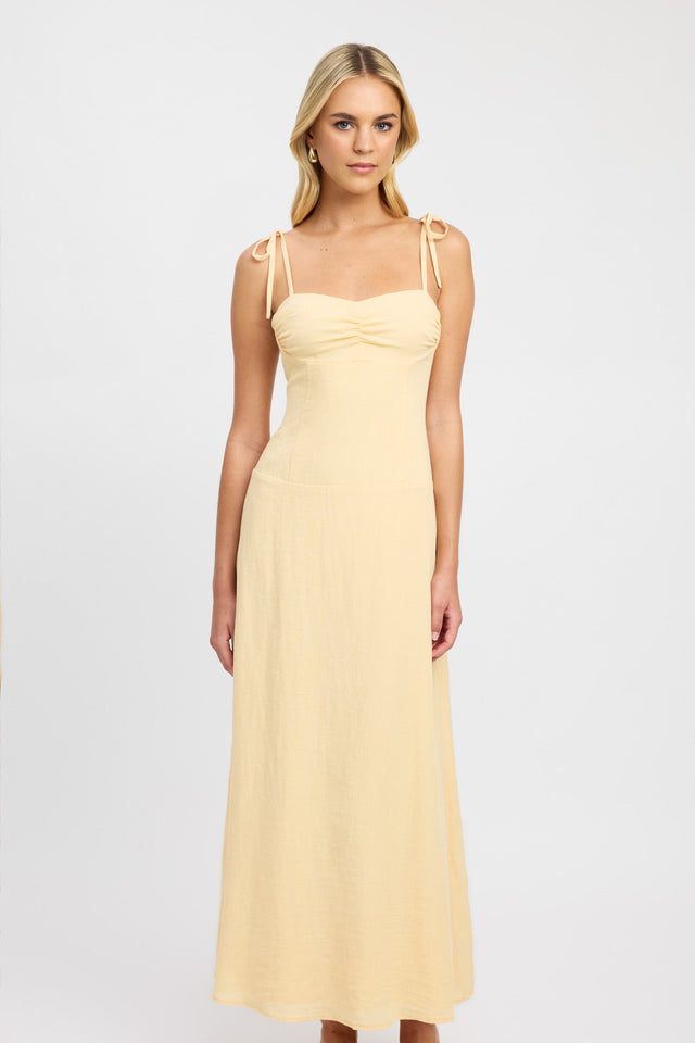 product Hayman Tie Strap Dress Kookai Straight Midi Relaxed Squareneck white womens-dresses