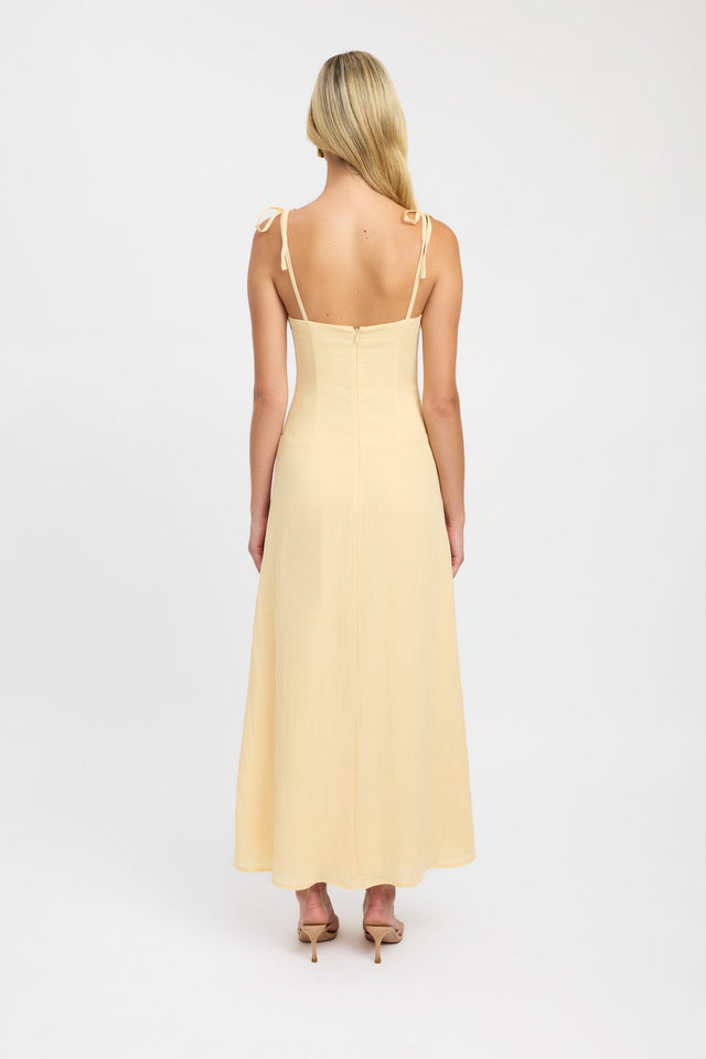 front Hayman Tie Strap Dress Kookai Straight Midi Relaxed Squareneck white womens-dresses