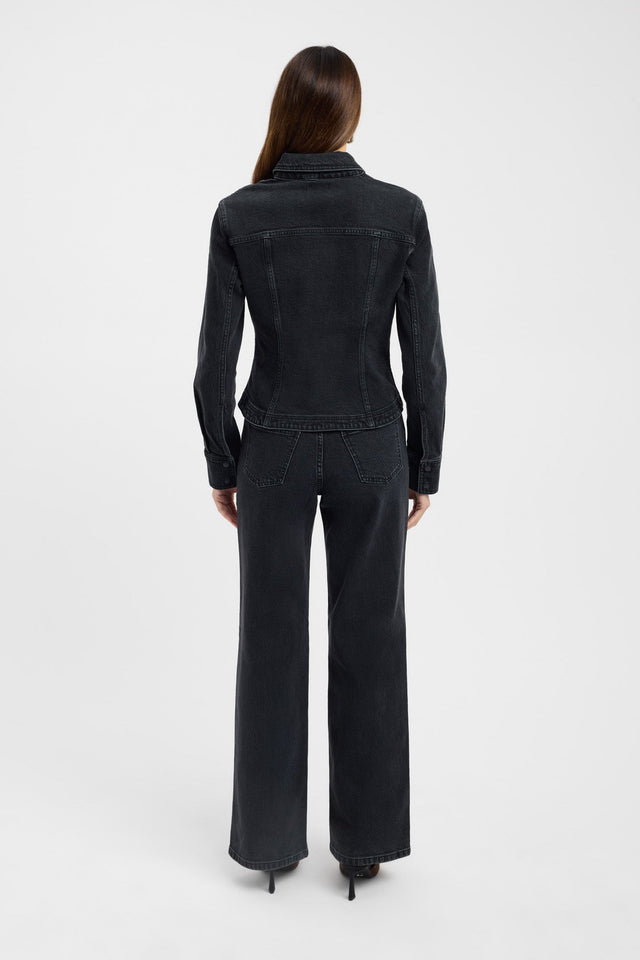 back Kai Snap Jacket Kookai Long sleeve Denim Regular brown womens-coats-and-jackets