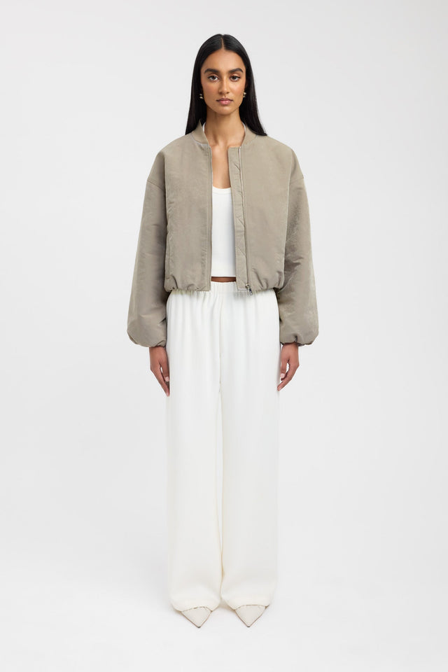 side Kora Bomber Kookai Long sleeve Bomber Short brown womens-coats-and-jackets