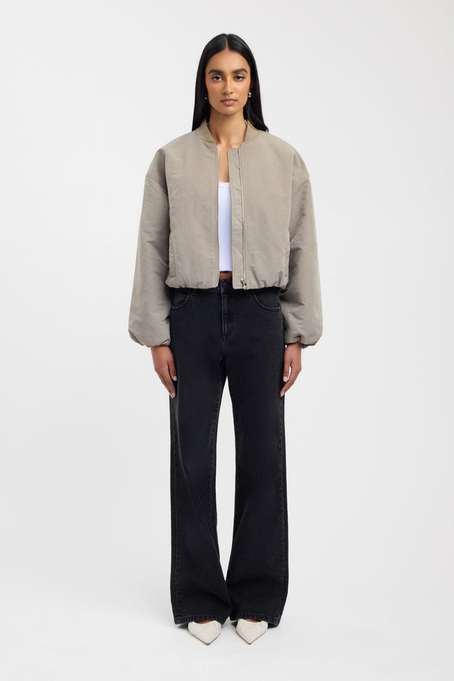 front Kora Bomber Kookai Long sleeve Bomber Short brown womens-coats-and-jackets