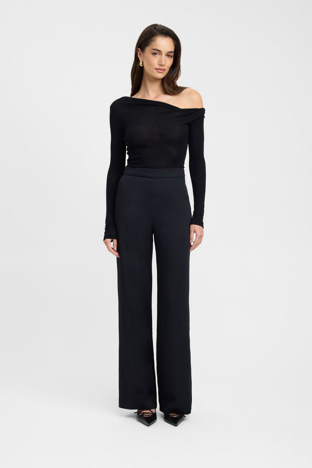 Oyster Pants Kookai Wide-leg High-rise black womens-regular-pants