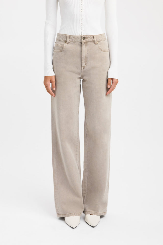 front Kai Straight Leg Jean Kookai High-rise Straight Light brown womens-jeans