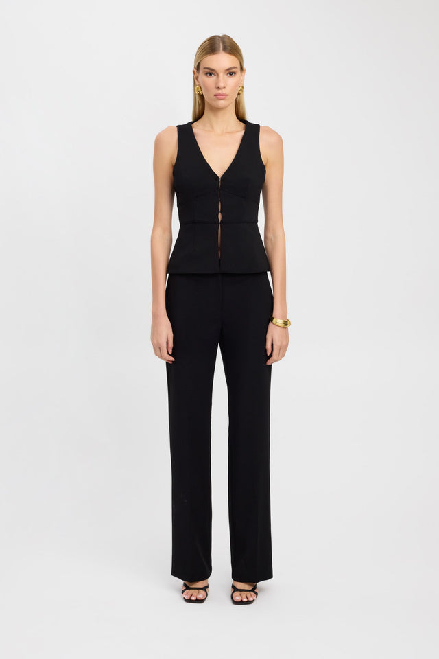 front Erika Top Kookai Fitted V-neck Sleeveless Womens-Blouse