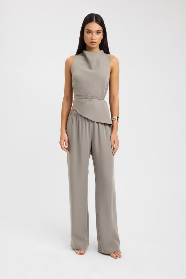 side Maria High Cowl Top Kookai Fitted Cowlneck Sleeveless Womens-Blouse