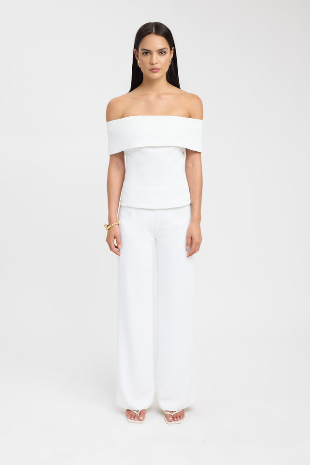 side Oyster Off Shoulder Top Kookai Fitted Straight Sleeveless Womens-Blouse