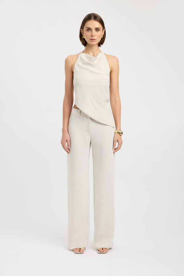 side Oslo Open Back Top Kookai Fitted Cowlneck Sleeveless Womens-Blouse