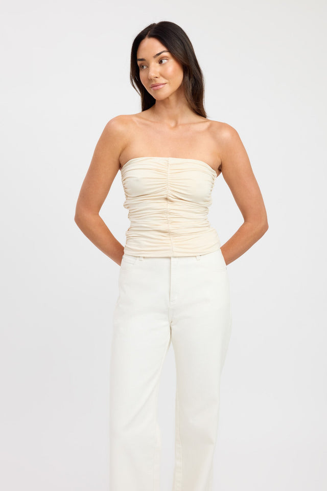 front Remi Rouched Top Kookai Fitted Straight Sleeveless Womens-Blouse