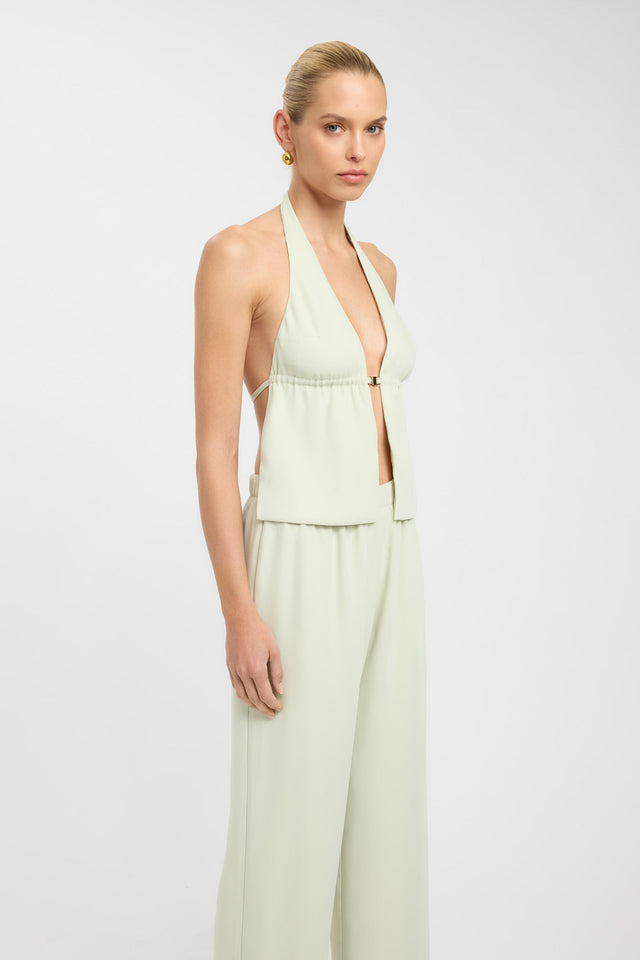 side Maria Backless Top Kookai Fitted Plungeneck Sleeveless Womens-Blouse