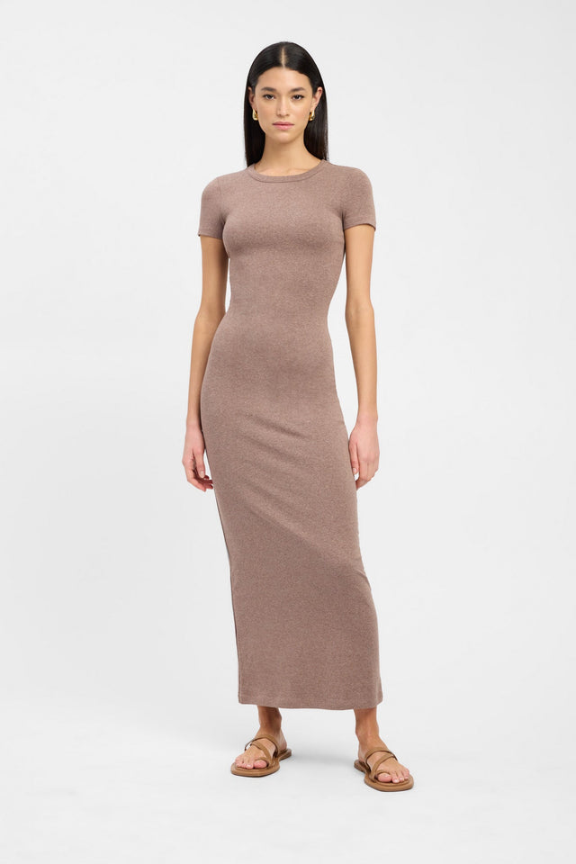 product Taleen Tee Dress Kookai Bodycon Midi Fitted Roundneck pink womens-dresses