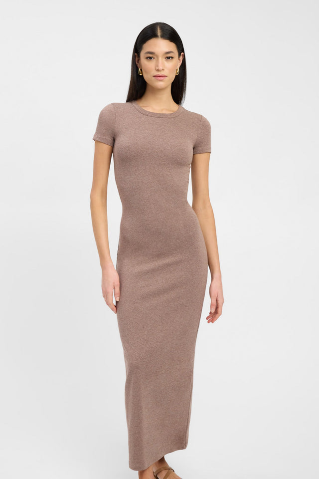 product Taleen Tee Dress Kookai Bodycon Midi Fitted Roundneck pink womens-dresses