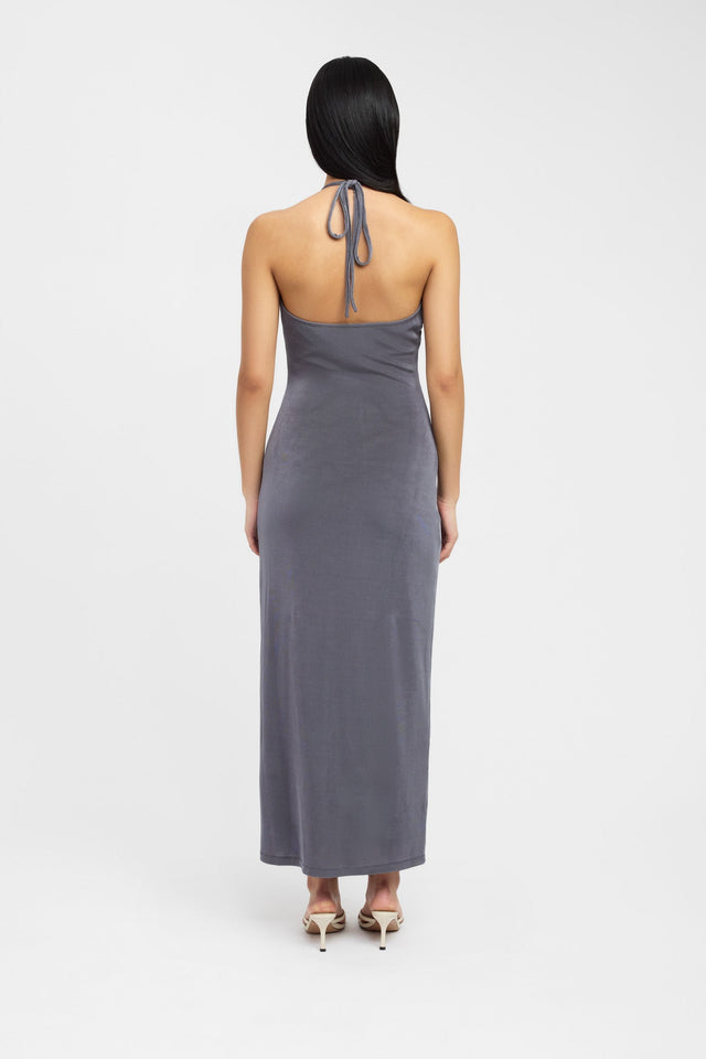 product Sunny Maxi Dress Kookai Straight Maxi Fitted Plungeneck dark grey womens-dresses