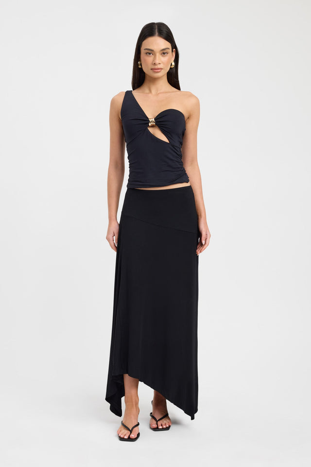 Solene Top Kookai Fitted Asymmetry Sleeveless Womens-Blouse