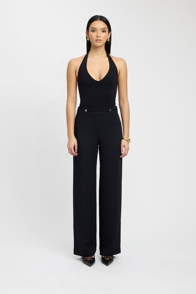 side Oyster Belt Detail Pant Kookai Wide-leg High-rise black womens-regular-pants
