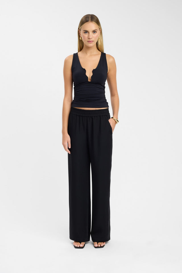 side Trove Trim Top Kookai Fitted Plungeneck Sleeveless Womens-Blouse