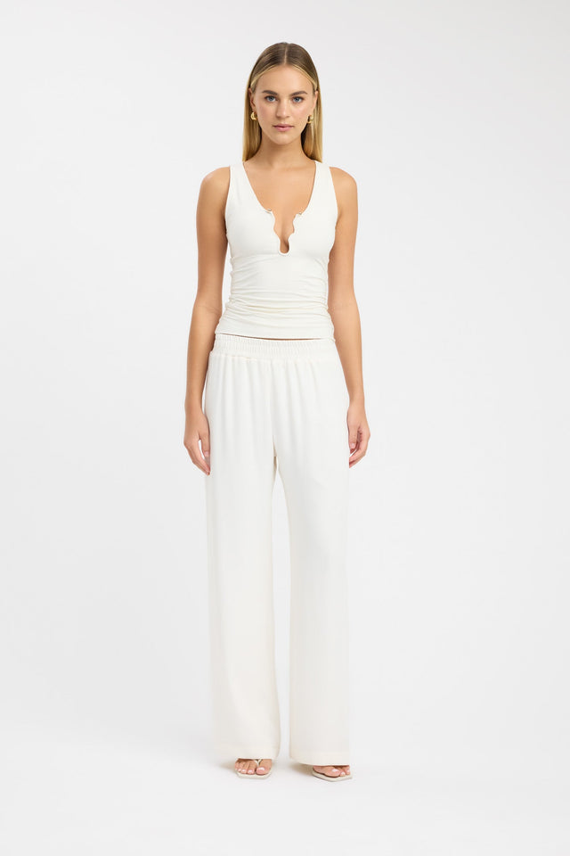 side Trove Trim Top Kookai Relaxed Plungeneck Sleeveless Womens-Blouse