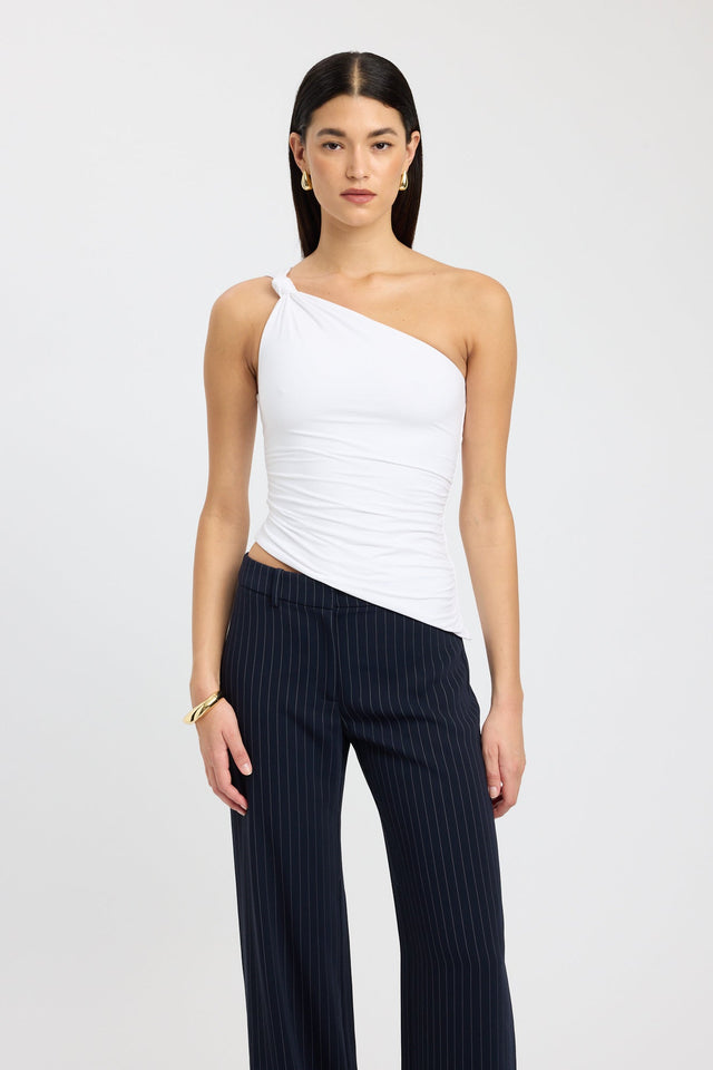 side Iman Knot Top Kookai Fitted Asymmetry Sleeveless Womens-Blouse