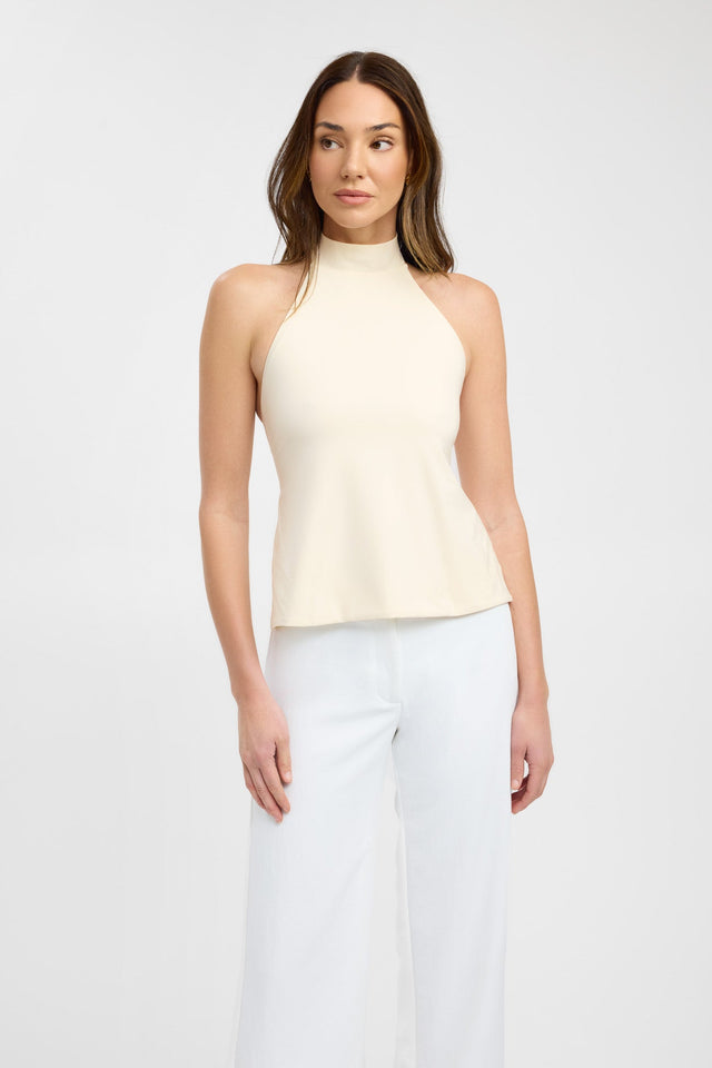 front Kaye Top Kookai Fitted Highneck Sleeveless Womens-Blouse