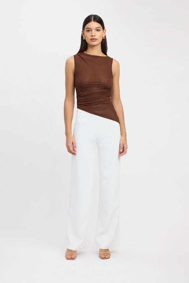 front Bolt Aysmmetric Top Kookai Relaxed Strapless Square white womens-singlets