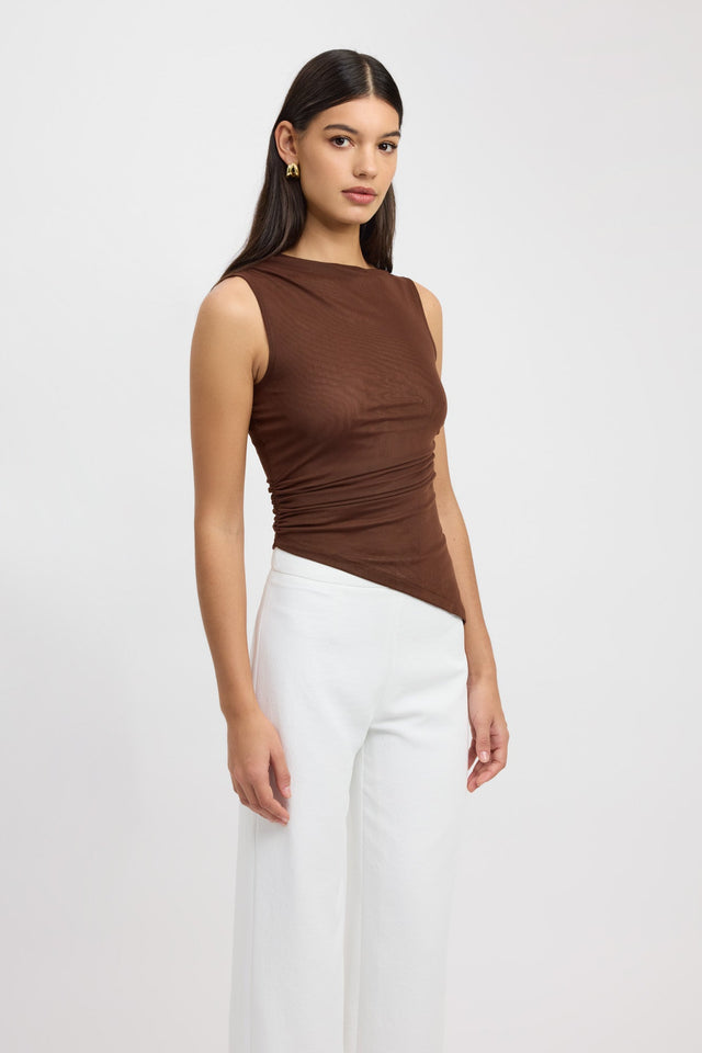 side Bolt Aysmmetric Top Kookai Relaxed Strapless Square white womens-singlets