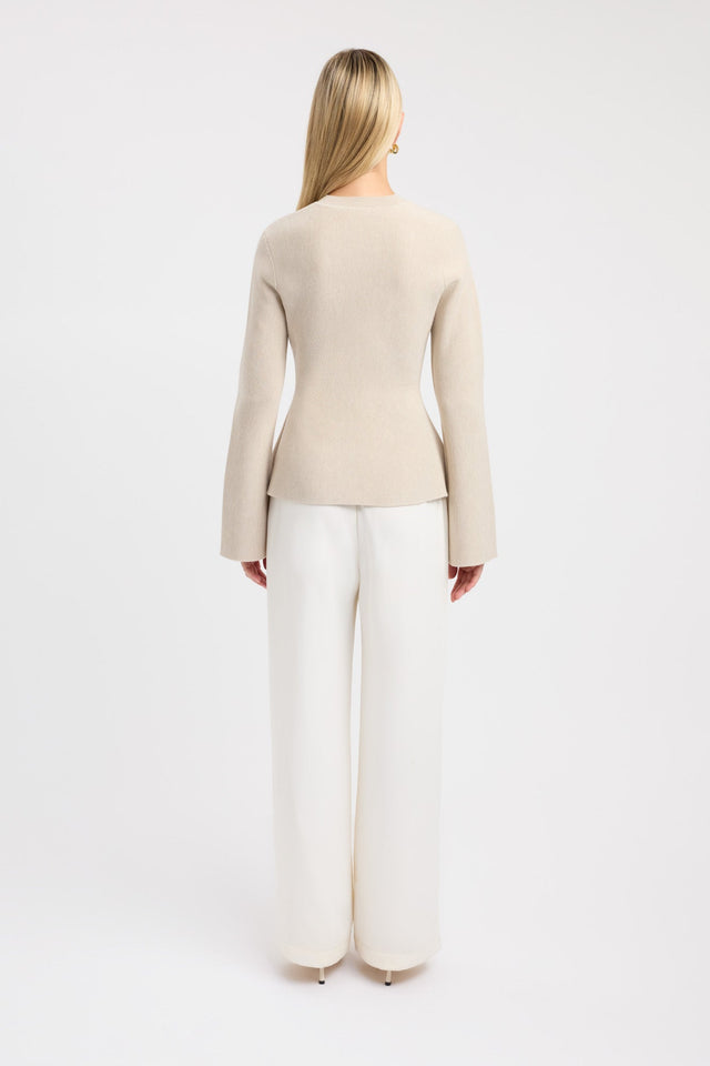 back Dalton Crew Cardigan Kookai Round neck Fitted grey womens-jumpers