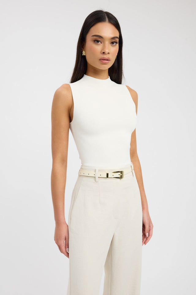 front Serenity Tank Kookai Fitted High-neck brown womens-singlets