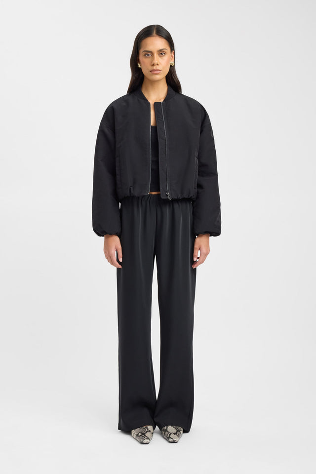 front Kora Bomber Jacket Kookai Long sleeve cropped brown womens-coats-and-jackets