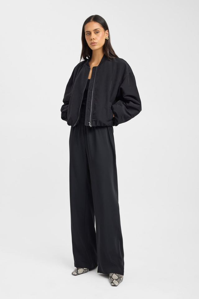 back Kora Bomber Jacket Kookai Long sleeve cropped brown womens-coats-and-jackets