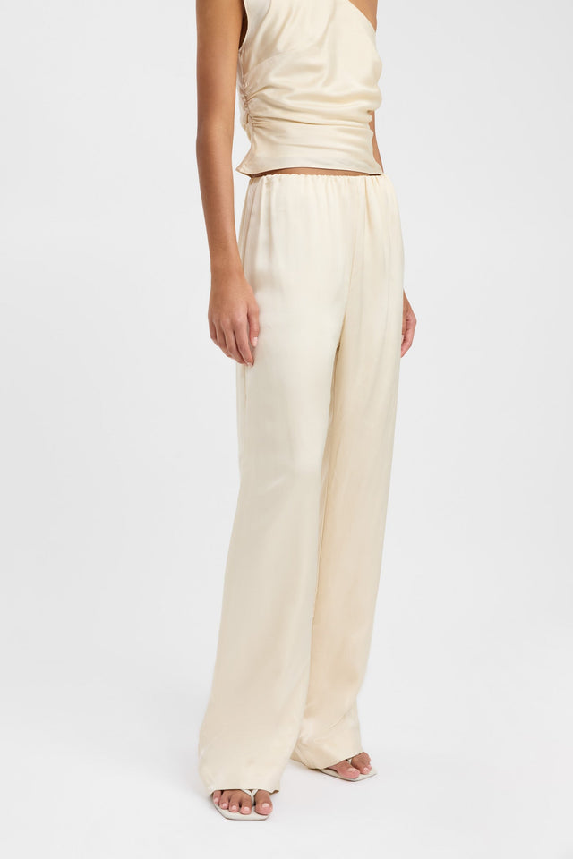 side Monty Gathered Pant Kookai Wide-leg Low-rise brown womens-regular-pants