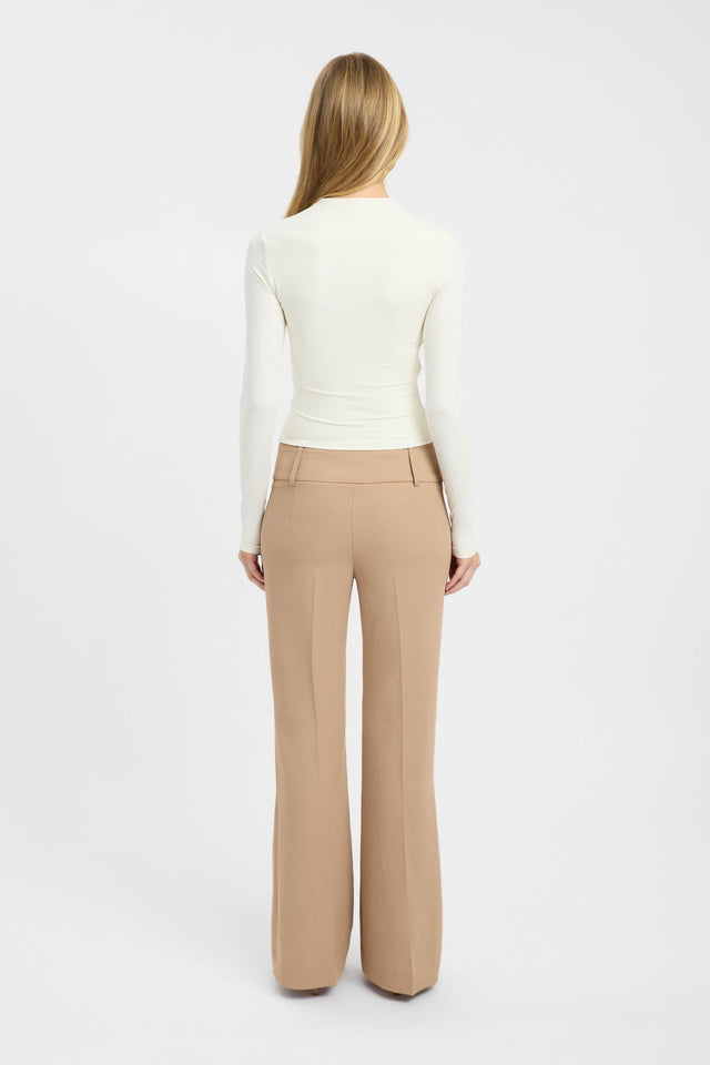Alexi Long Sleeve Top womens-blouse crafted in ivory with fitted silhouette and full straight sleeves back