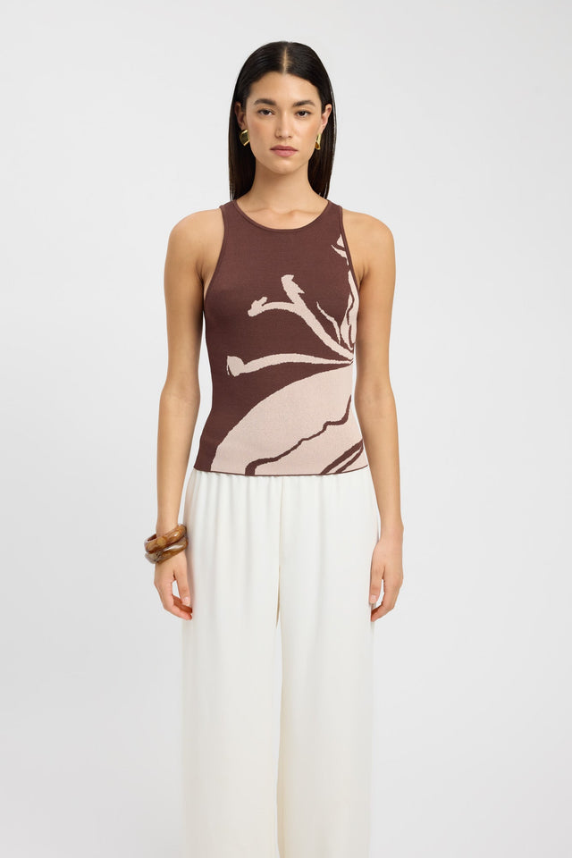 front Aloha Tank Kookai Fitted Thick strap Round grey womens-singlets 