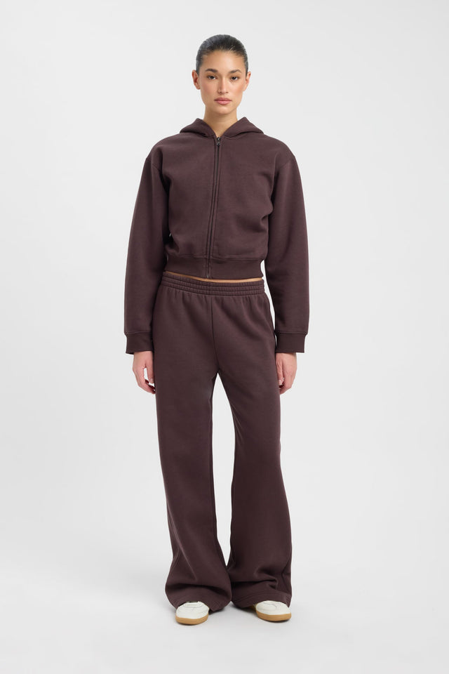 Discover the Brushed Otis Zip Up womens jumpers with high-neck and relaxed fit in saddlebrown on-body