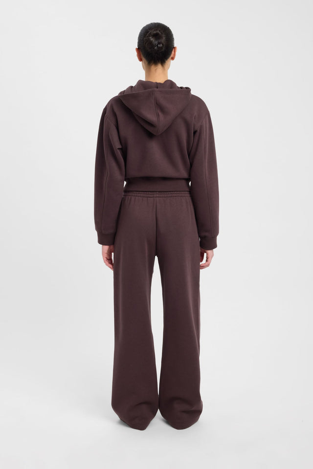 Showcasing the Brushed Otis Zip Up womens jumpers with high-neck and relaxed fit in saddlebrown back