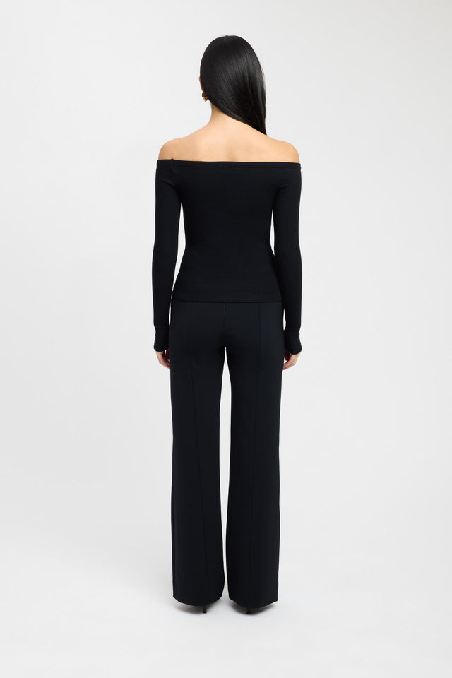 front Madison Off Shoulder Top Kookai Fitted Asymmetry Long sleeve Womens-Blouse 