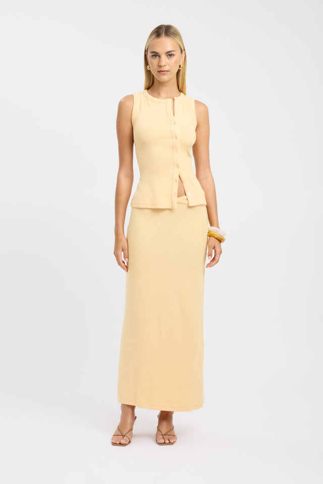 side Carter Maxi Skirt Kookai Straight Maxi yellow womens-skirts 