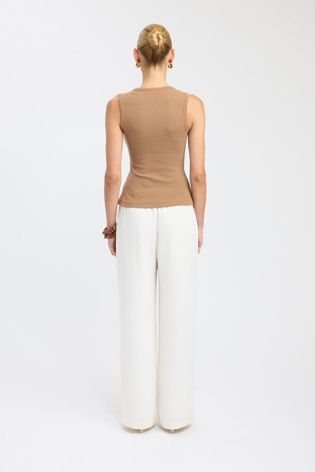 back Bec Button Tank Kookai Fitted Highneck Sleeveless Womens-Blouse 