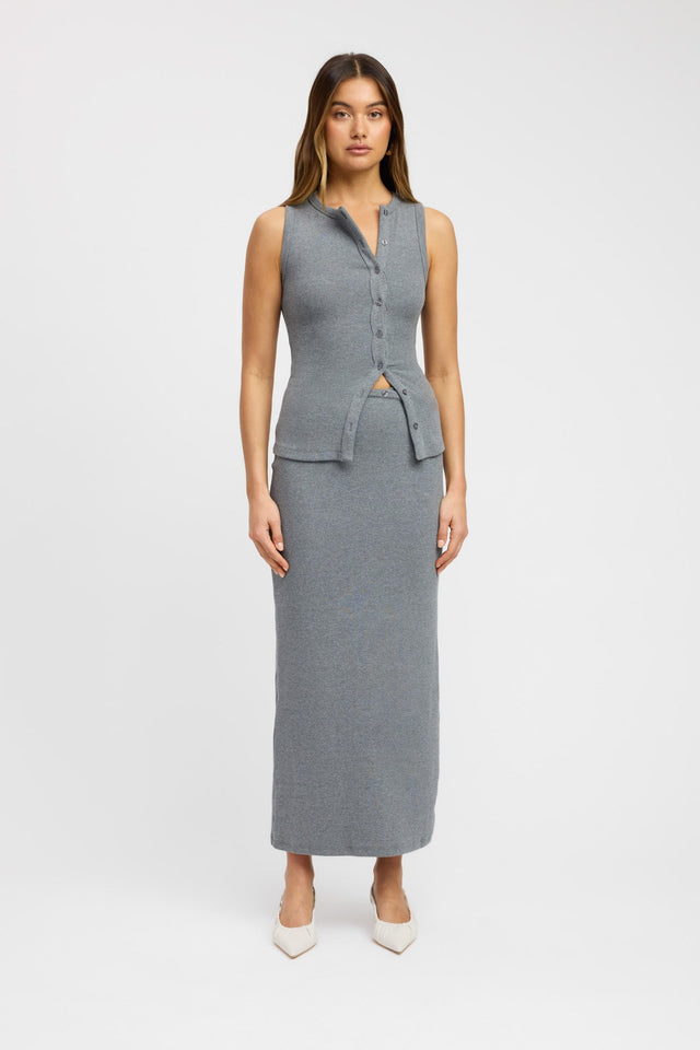 side Carter Maxi Skirt Kookai Asymmetry Knee white womens-skirts 