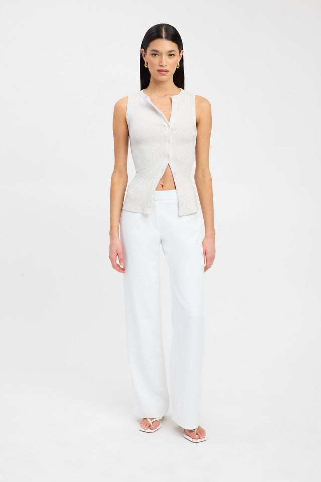 side Bec Button Tank Kookai Fitted Round black womens-singlets 