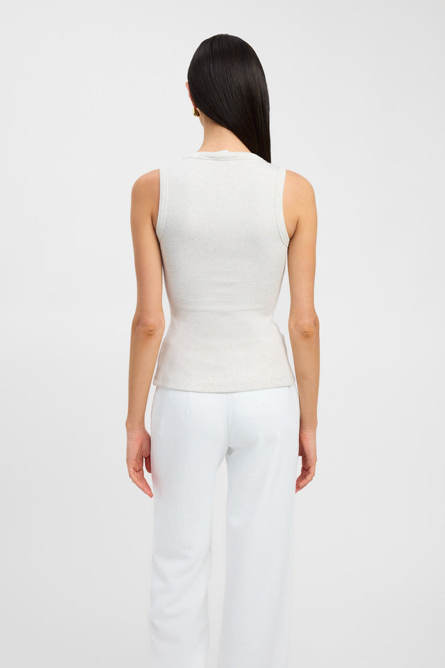 back Bec Button Tank Kookai Fitted Round black womens-singlets 