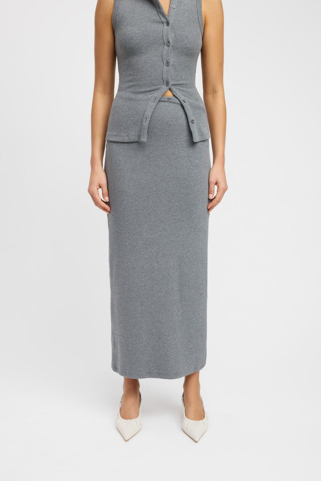 front Carter Maxi Skirt Kookai Asymmetry Knee white womens-skirts 