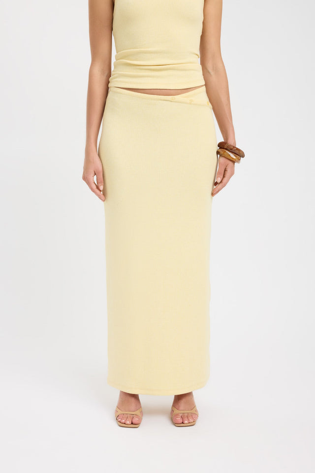 back Carter Maxi Skirt Kookai Straight Maxi yellow womens-skirts 